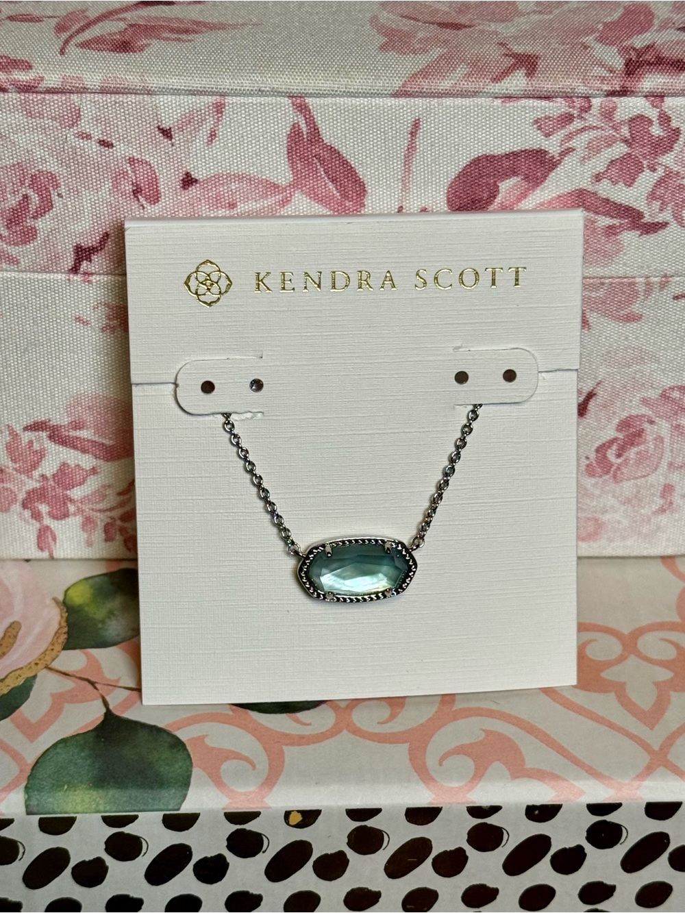 Kendra Scott Silver Aqua/Light Blue Pendant Necklace New